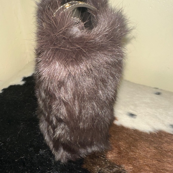 Brown Refurbished Real Rabbit Fur Purse Original Liz Claiborne Design/Handmade - Picture 4 of 10